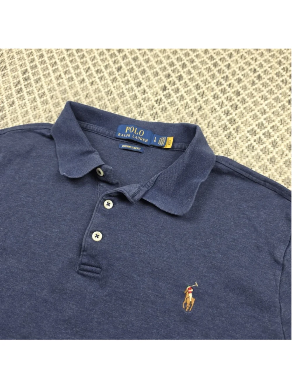 Polo Ralph Lauren Custom Slim Fit Polo Shirt Mens Large Blue Pony Logo